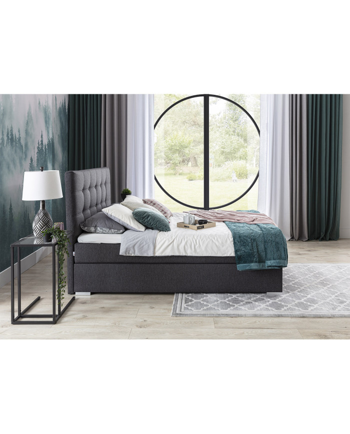 Lit BOXSPRING 160x200 cm AGNES gris anthracite — CONFORT PREMIUM & DESIGN RAFFINÉ