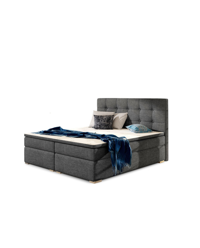 Lit BOXSPRING 160x200 cm AGNES gris anthracite — CONFORT PREMIUM & DESIGN RAFFINÉ