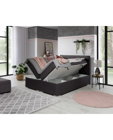 Lit BOXSPRING 160x200 cm AGNES gris anthracite — CONFORT PREMIUM & DESIGN RAFFINÉ