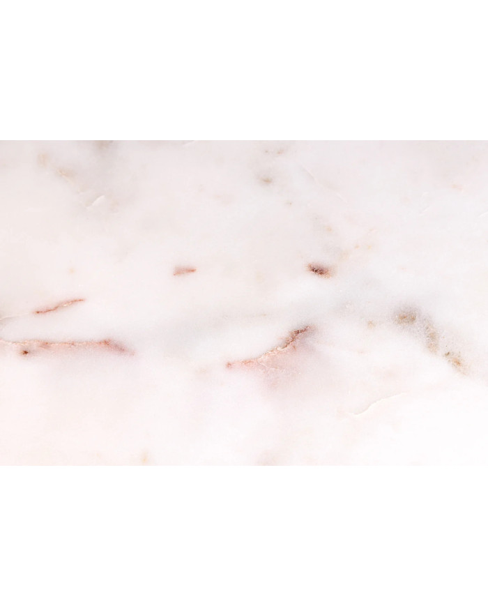 Buffet 70 cm bois de manguier naturel avec plateau en marbre blanc et poignées dorées ROYAL MARBLE