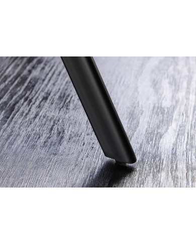 Table ronde 100 cm aspect pierre grise et pieds métal noir ATHENA