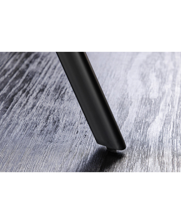 Table ronde 100 cm aspect pierre grise et pieds métal noir ATHENA