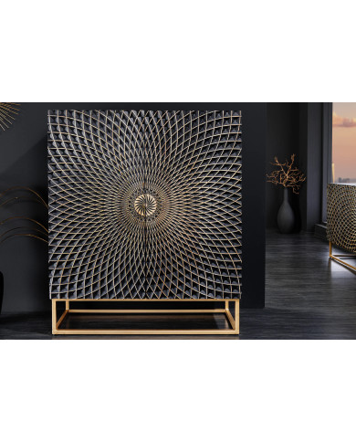 Buffet haut 120 cm en bois de manguier sculpté à la main IMPERIAL SHADOW