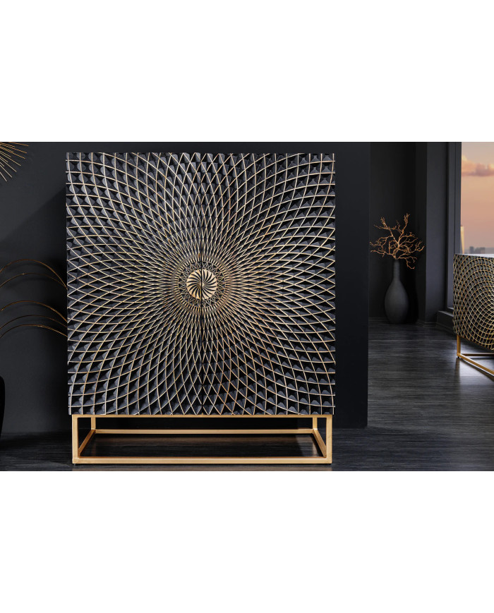 Buffet haut 120 cm en bois de manguier sculpté à la main IMPERIAL SHADOW