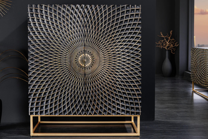 Buffet haut 120 cm en bois de manguier sculpté à la main IMPERIAL SHADOW
