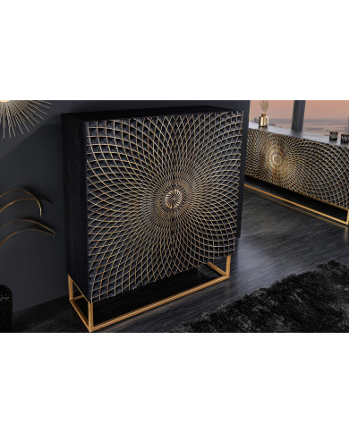 Buffet haut 120 cm en bois de manguier sculpté à la main IMPERIAL SHADOW