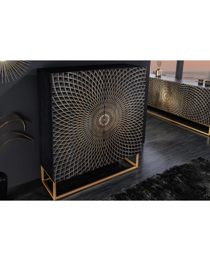 Buffet haut 120 cm en bois de manguier sculpté à la main IMPERIAL SHADOW