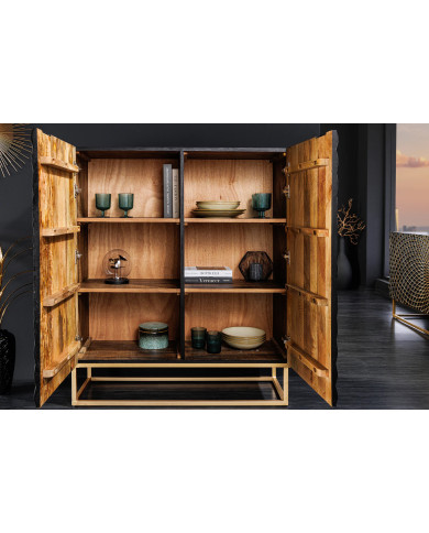 Buffet haut 120 cm en bois de manguier sculpté à la main IMPERIAL SHADOW