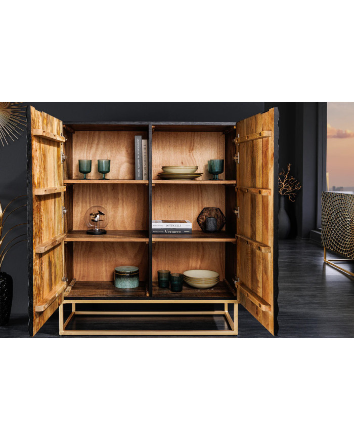 Buffet haut 120 cm en bois de manguier sculpté à la main IMPERIAL SHADOW