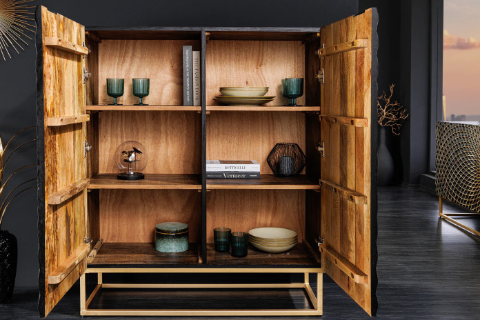 Buffet haut 120 cm en bois de manguier sculpté à la main IMPERIAL SHADOW
