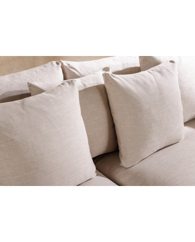 Canapé 3 places confort tissu beige lin 210 cm Celestia