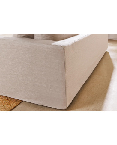 Canapé 3 places confort tissu beige lin 210 cm Celestia