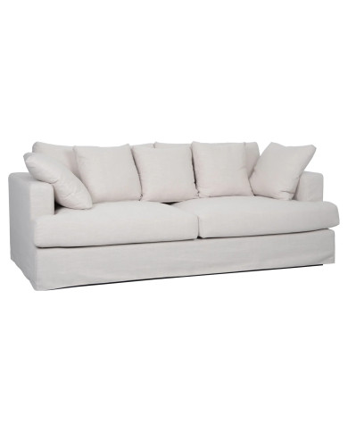 Canapé 3 places confort tissu beige lin 210 cm Celestia