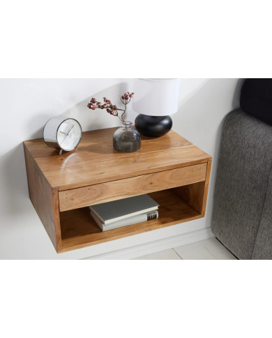 Table de chevet suspendue 100% bois d'acacia massif 50 cm – ACACIA SKYWALL