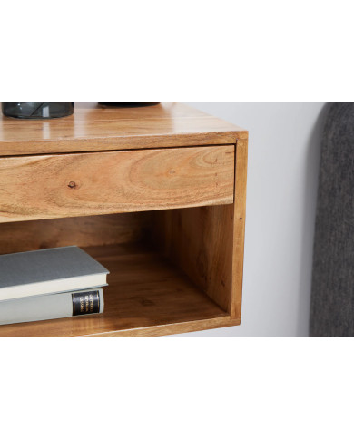 Table de chevet suspendue 100% bois d'acacia massif 50 cm – ACACIA SKYWALL