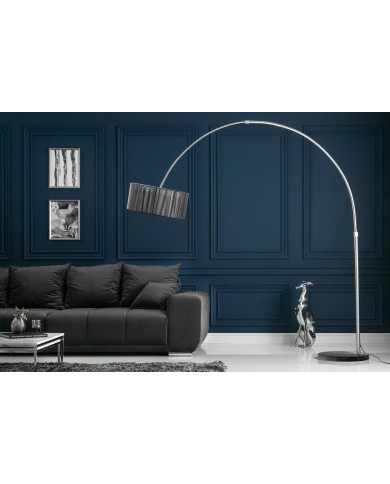 Lampadaire 230 cm Base en marbre massif et structure métal noir ARC MARBLE