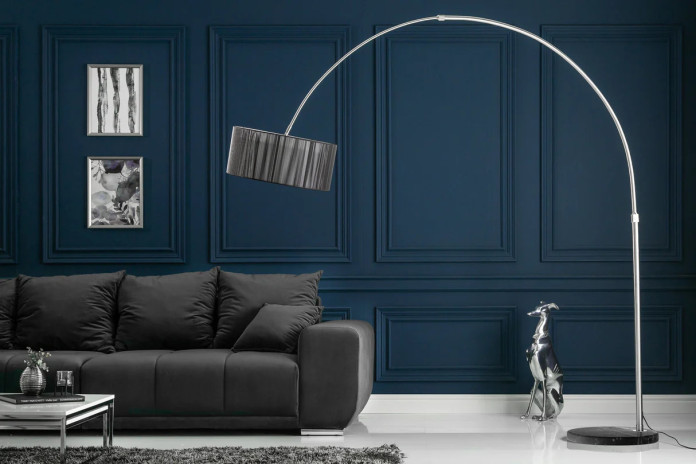 Lampadaire 230 cm Base en marbre massif et structure métal noir ARC MARBLE