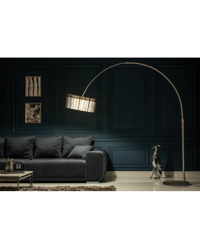 Lampadaire 230 cm Base en marbre massif et structure métal noir ARC MARBLE