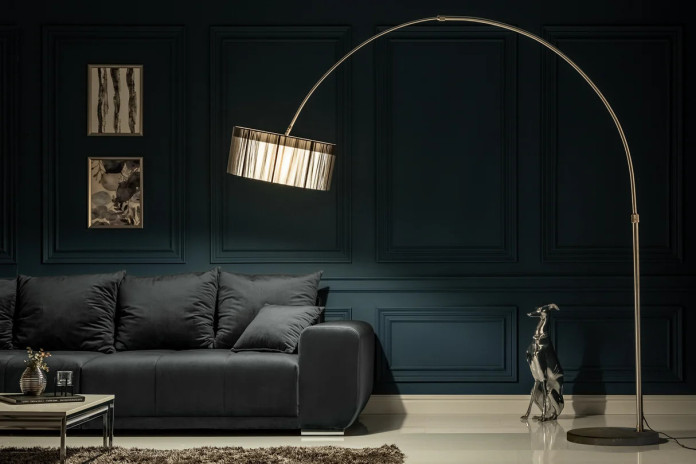 Lampadaire 230 cm Base en marbre massif et structure métal noir ARC MARBLE
