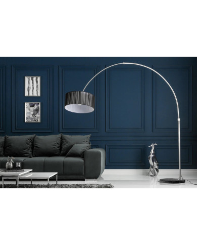 Lampadaire 230 cm Base en marbre massif et structure métal noir ARC MARBLE