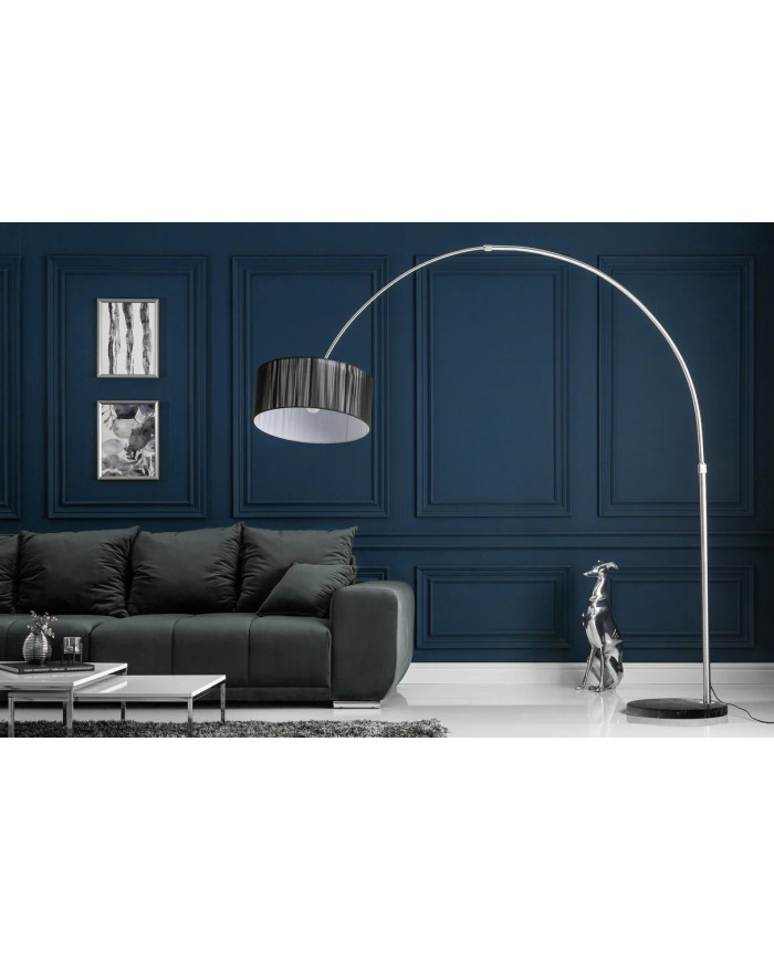 Lampadaire 230 cm Base en marbre massif et structure métal noir ARC MARBLE