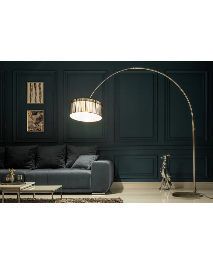 Lampadaire 230 cm Base en marbre massif et structure métal noir ARC MARBLE