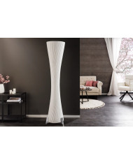 Lampadaire 180 cm avec abat-jour latex blanc & structure métal argenté LUMINA SNOW 180