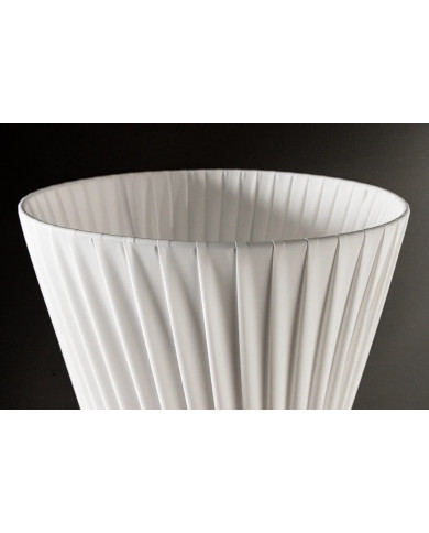 Lampadaire 180 cm avec abat-jour latex blanc & structure métal argenté LUMINA SNOW 180