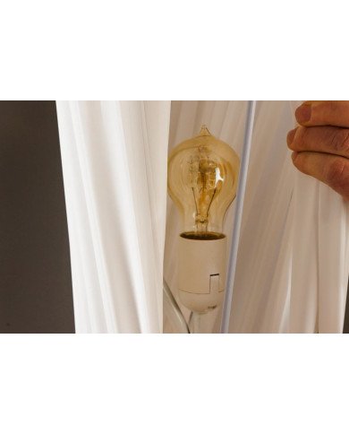 Lampadaire 180 cm avec abat-jour latex blanc & structure métal argenté LUMINA SNOW 180