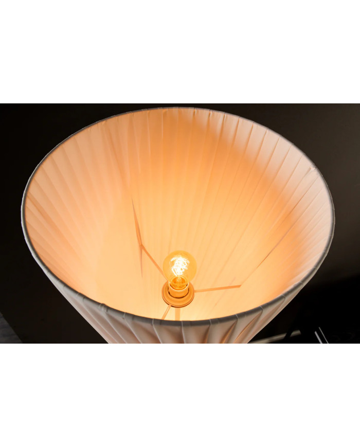 Lampadaire 180 cm avec abat-jour latex blanc & structure métal argenté LUMINA SNOW 180