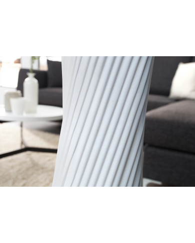 Lampadaire 120 cm spirale blanche & base bois de manguier LUMINA SPIRAL