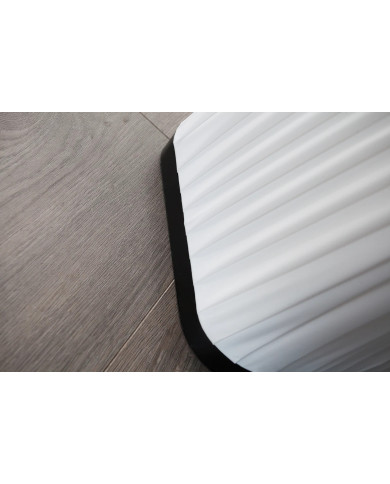 Lampadaire 120 cm spirale blanche & base bois de manguier LUMINA SPIRAL