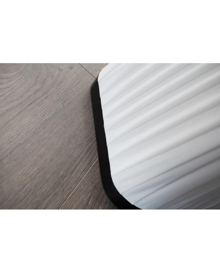 Lampadaire 120 cm spirale blanche & base bois de manguier LUMINA SPIRAL