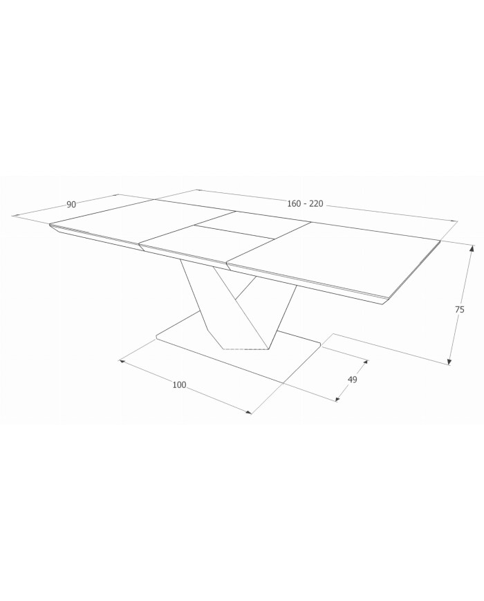 Table Extensible à rallonge blanc brillant et verre trempé tendance 160(220)x90 ALARIS III