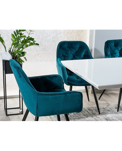Table Extensible à rallonge blanc brillant et verre trempé tendance 160(220)x90 ALARIS III