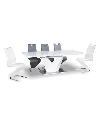 Table Extensible à rallonge blanc brillant et verre trempé tendance 160(220)x90 ALARIS III