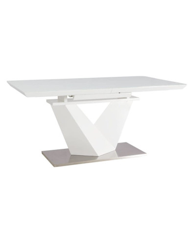 Table Extensible à rallonge blanc brillant et verre trempé tendance 160(220)x90 ALARIS III