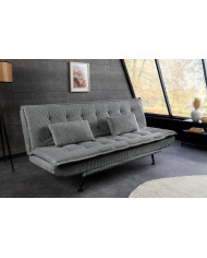 Canapé-lit 195 cm 3 places en velours côtelé gris SOPHIE