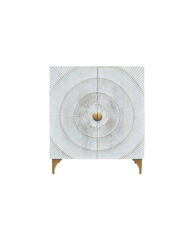 Buffet bois de manguier design avec finitions dorées 120 cm blanc AMMONIS
