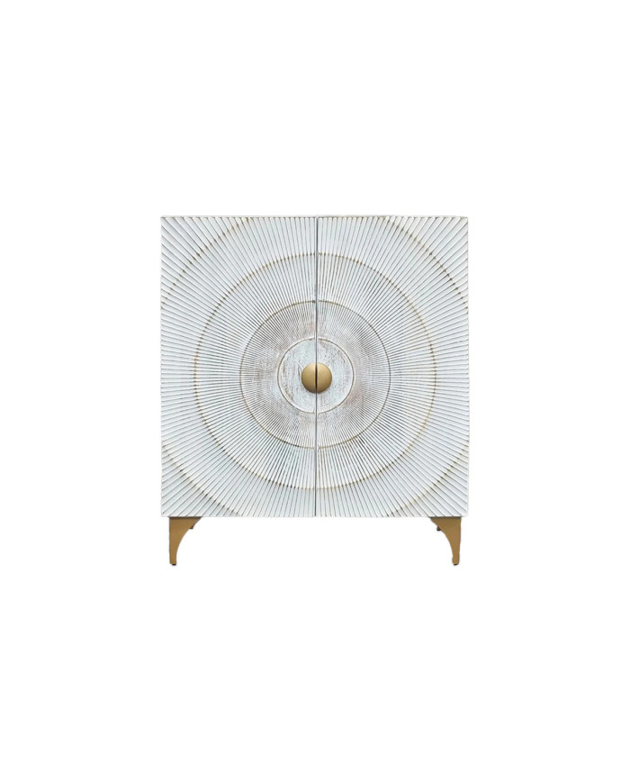 Buffet bois de manguier design avec finitions dorées 120 cm blanc AMMONIS