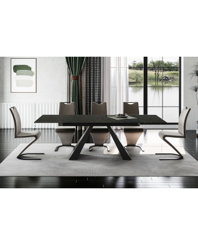 Table en verre fondu ultra design (160-240)x90 cm SALVADORE MELTED GLASS