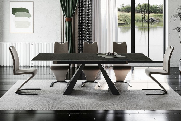 Table en verre fondu ultra design (160-240)x90 cm SALVADORE MELTED GLASS