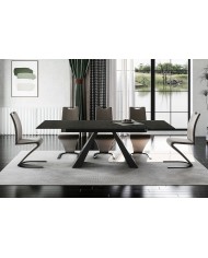 Table en verre fondu ultra design (160-240)x90 cm SALVADORE MELTED GLASS