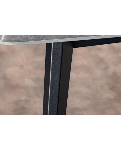 Table à manger 180 cm avec plateau en céramique effet marbre gris anthracite NEROLINE