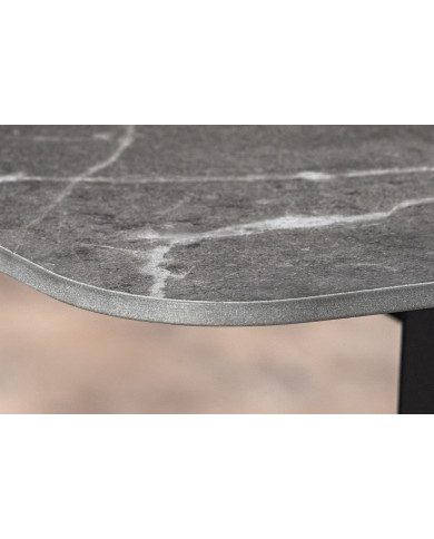 Table à manger 180 cm avec plateau en céramique effet marbre gris anthracite NEROLINE