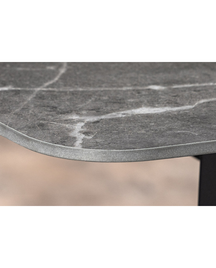 Table à manger 180 cm avec plateau en céramique effet marbre gris anthracite NEROLINE