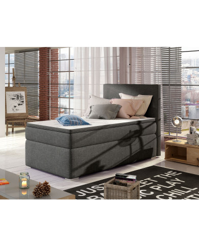 Lit Boxspring  90x200 cm avec matelas, sur-matelas & coffre intégré DreamUp