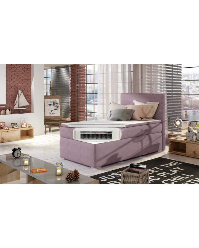 Lit Boxspring  90x200 cm avec matelas, sur-matelas & coffre intégré DreamUp