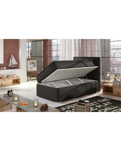 Lit Boxspring  90x200 cm avec matelas, sur-matelas & coffre intégré DreamUp