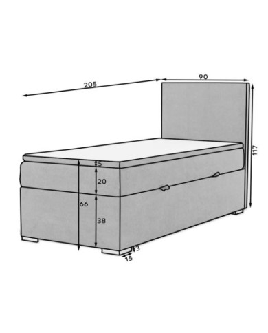 Lit Boxspring  90x200 cm avec matelas, sur-matelas & coffre intégré DreamUp